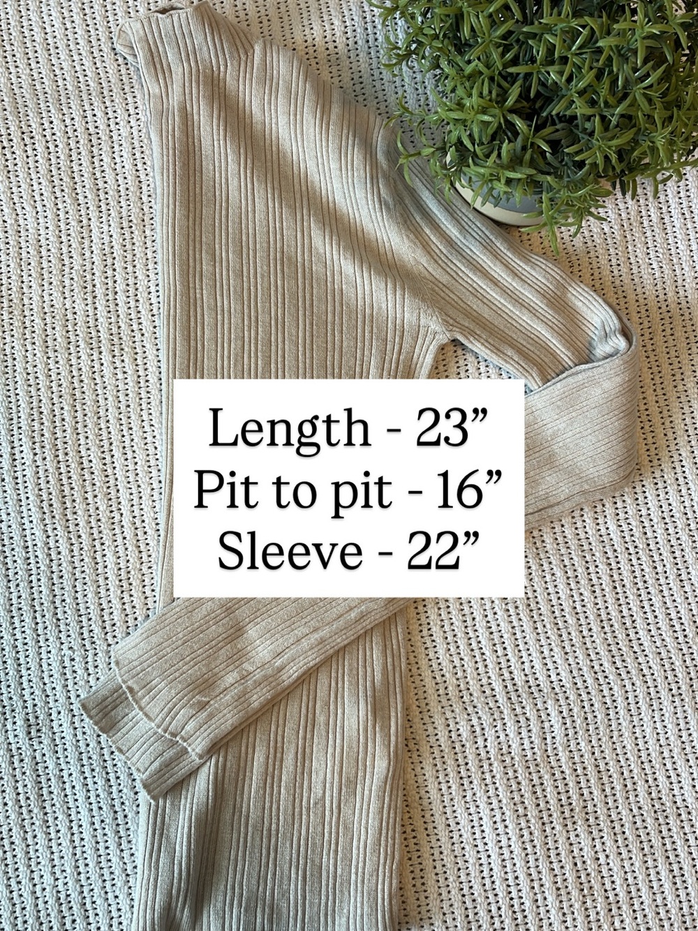 H&M Beige Ribbed Mock Neck Sweater - Picture 3 of 4